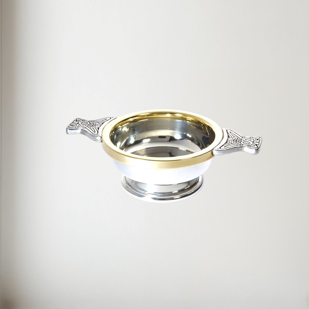 Standard Brass Rim Pewter Quaich