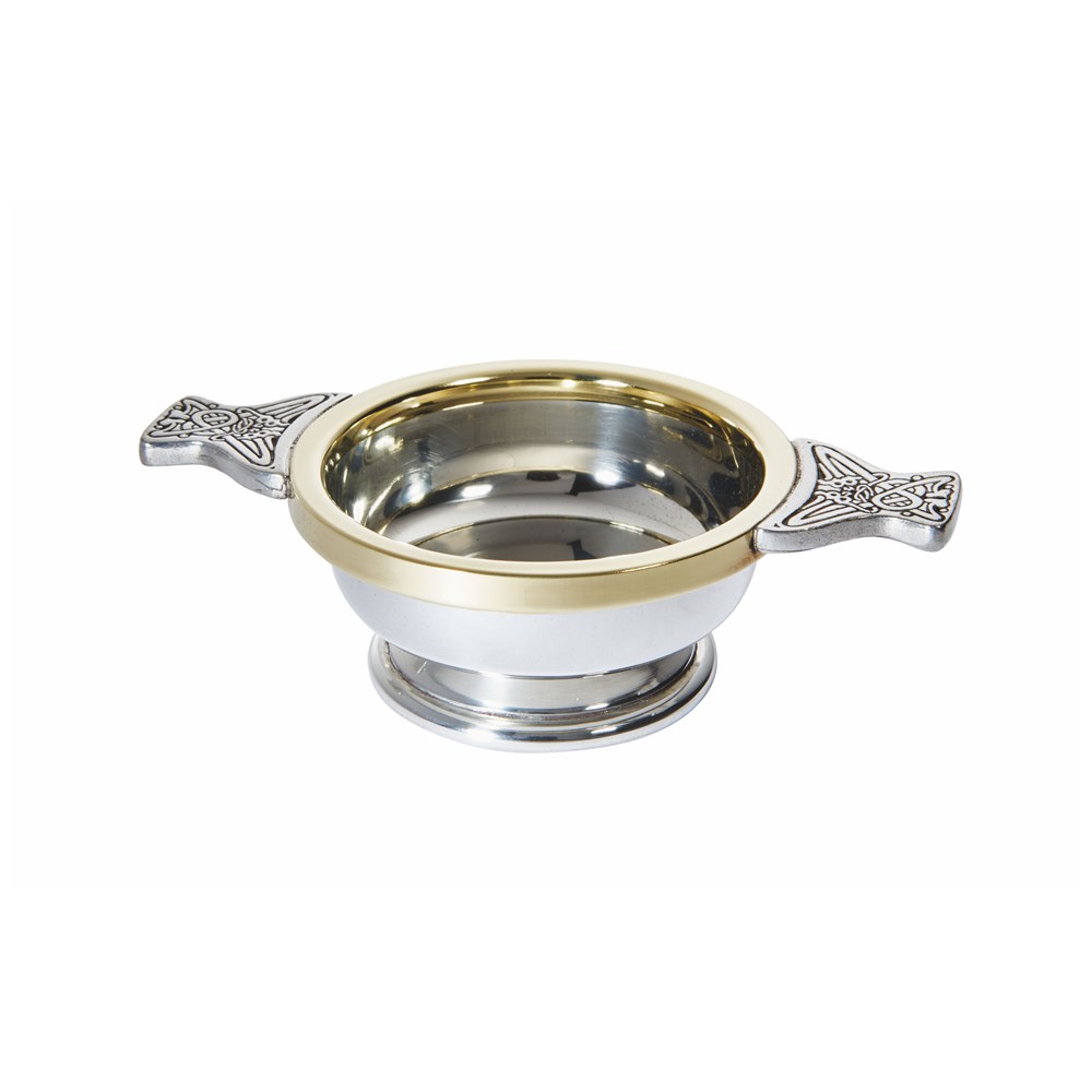Standard Brass Rim Pewter Quaich