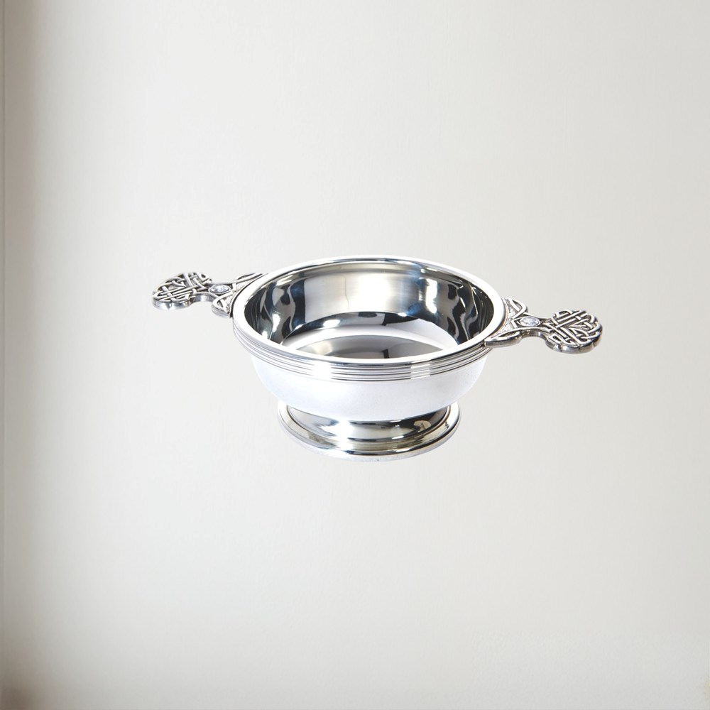 Birthstone Pewter Quaich April With Cubic Zicorna Stones Birthstone pewter quaich April with Cubic Zicorna stones