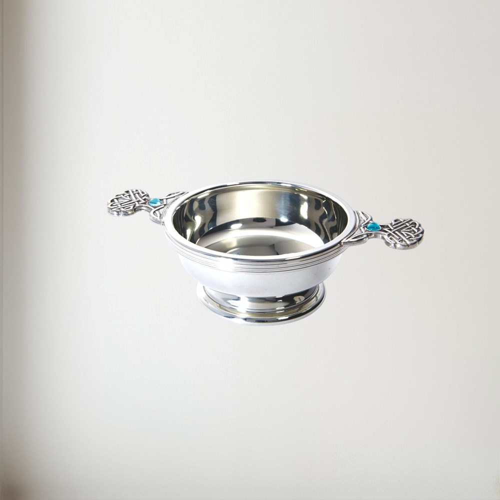 Birthstone Pewter Quaich March With Aquamarine Stones Birthstone pewter quaich March with Aquamarine Stones