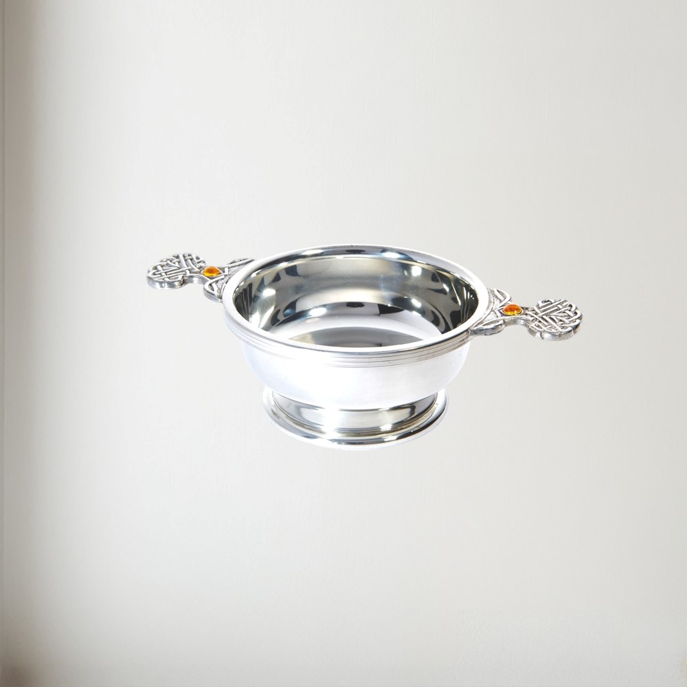 Birthstone Pewter Quaich November With Topaz Stones Birthstone pewter quaich November with Topaz Stones