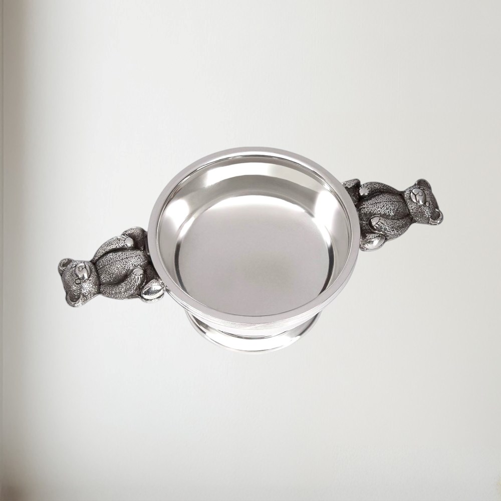 Teddy Handle Pewter Quaich 43S-TED Teddy handle Pewter Quaich