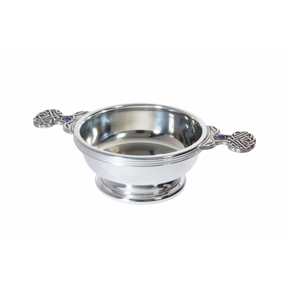 Birthstone Pewter Quaich February With Amethyst Stones Birthstone Pewter Quaich February With Amethyst Stones