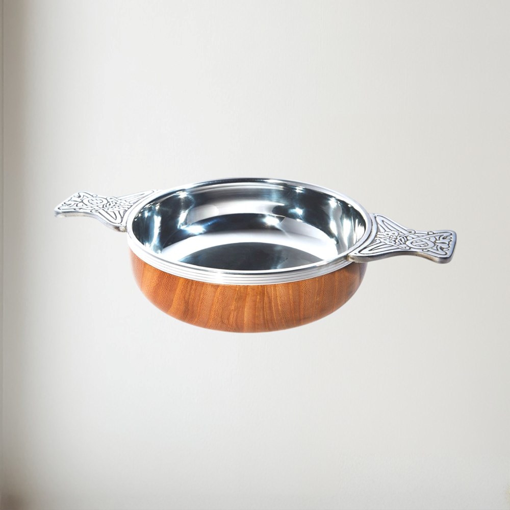 Extra Large Wood and pewter Quaich