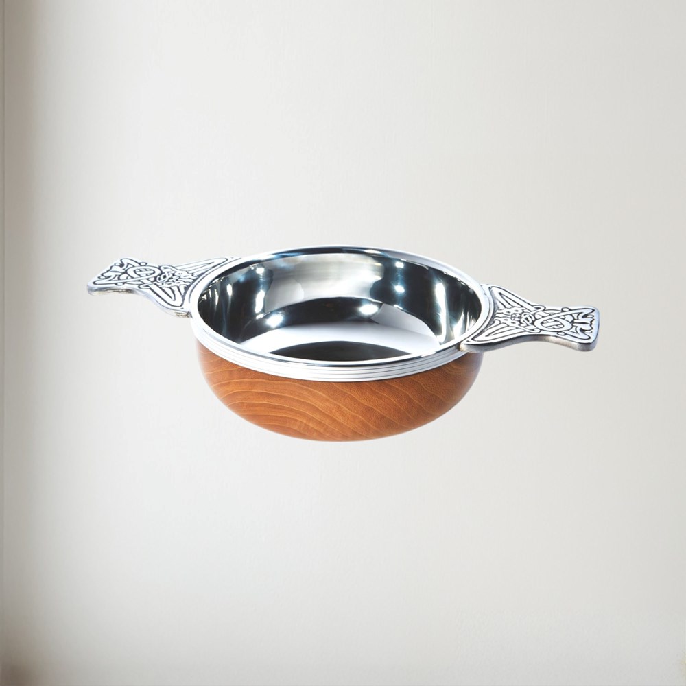 Large Plus Wood And Pewter Quaich