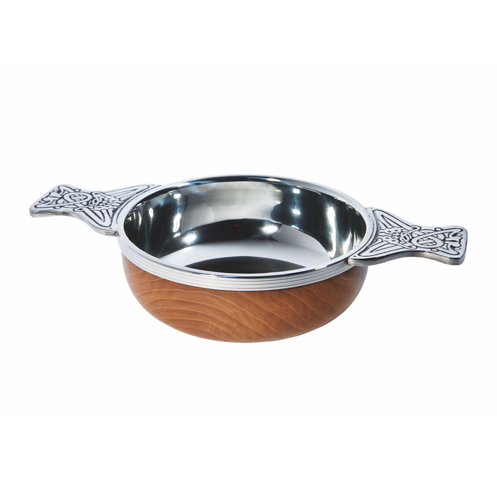 Large Plus Wood And Pewter Quaich