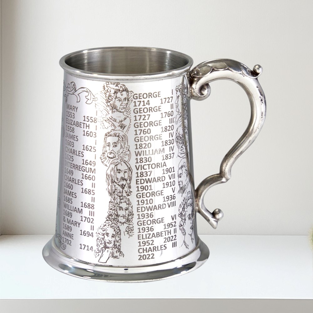 Kings And Queens One Pint Pewter Tankard Kings and Queens Tankard