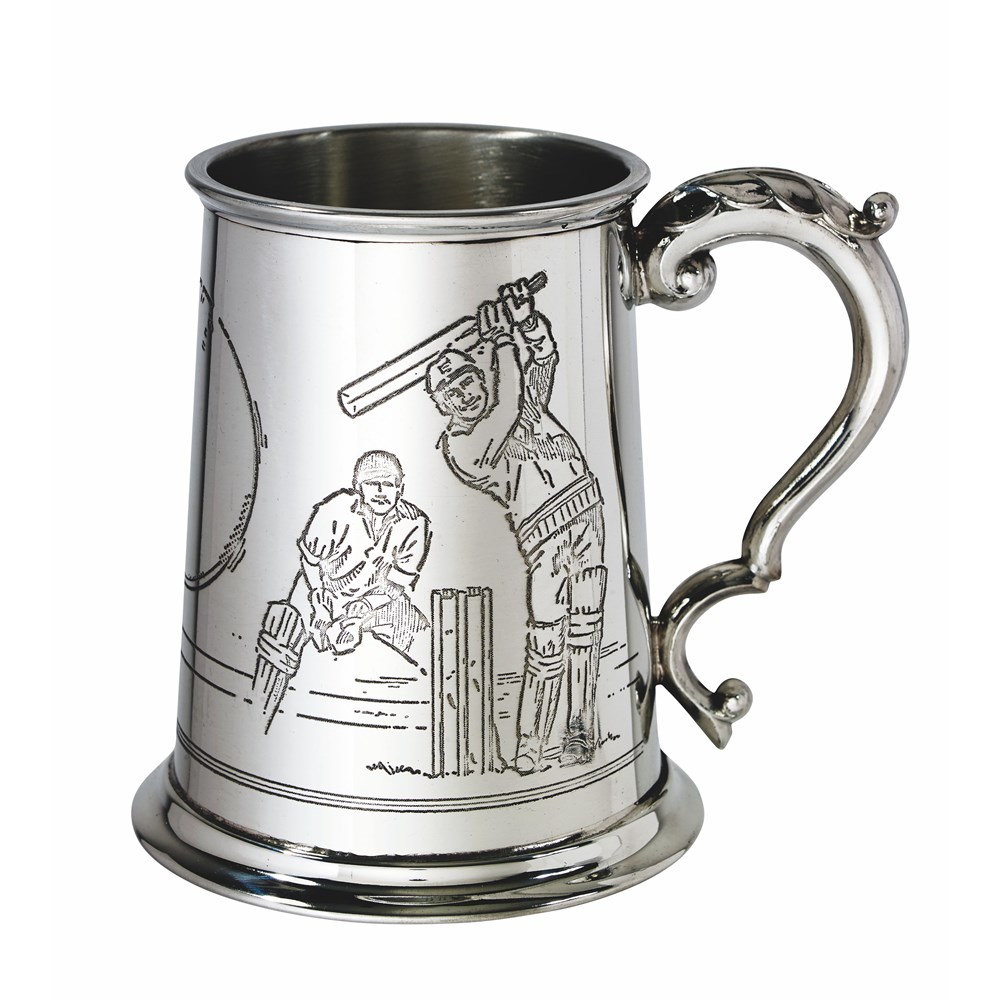 Cricket Scene One Pint Pewter Tankard