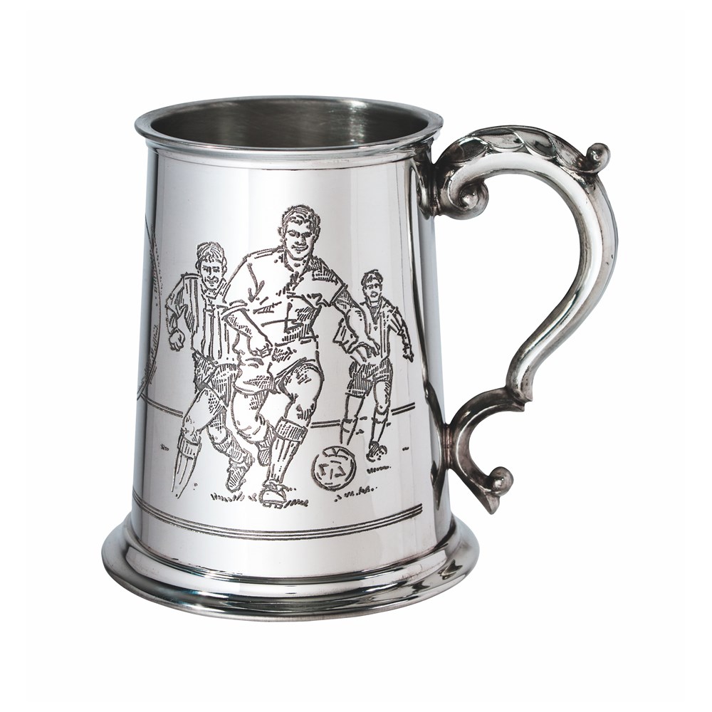 Football Scene One Pint Pewter Tankard