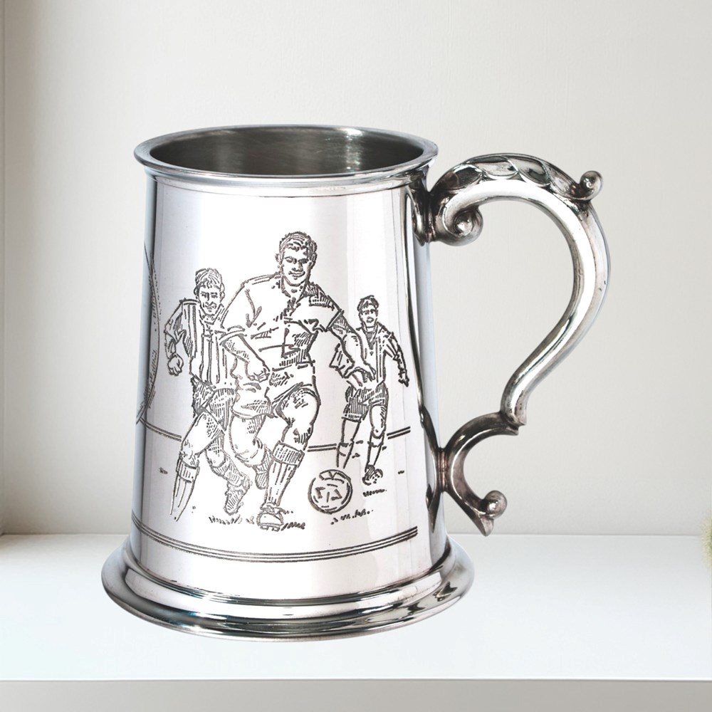 Football Scene One Pint Pewter Tankard