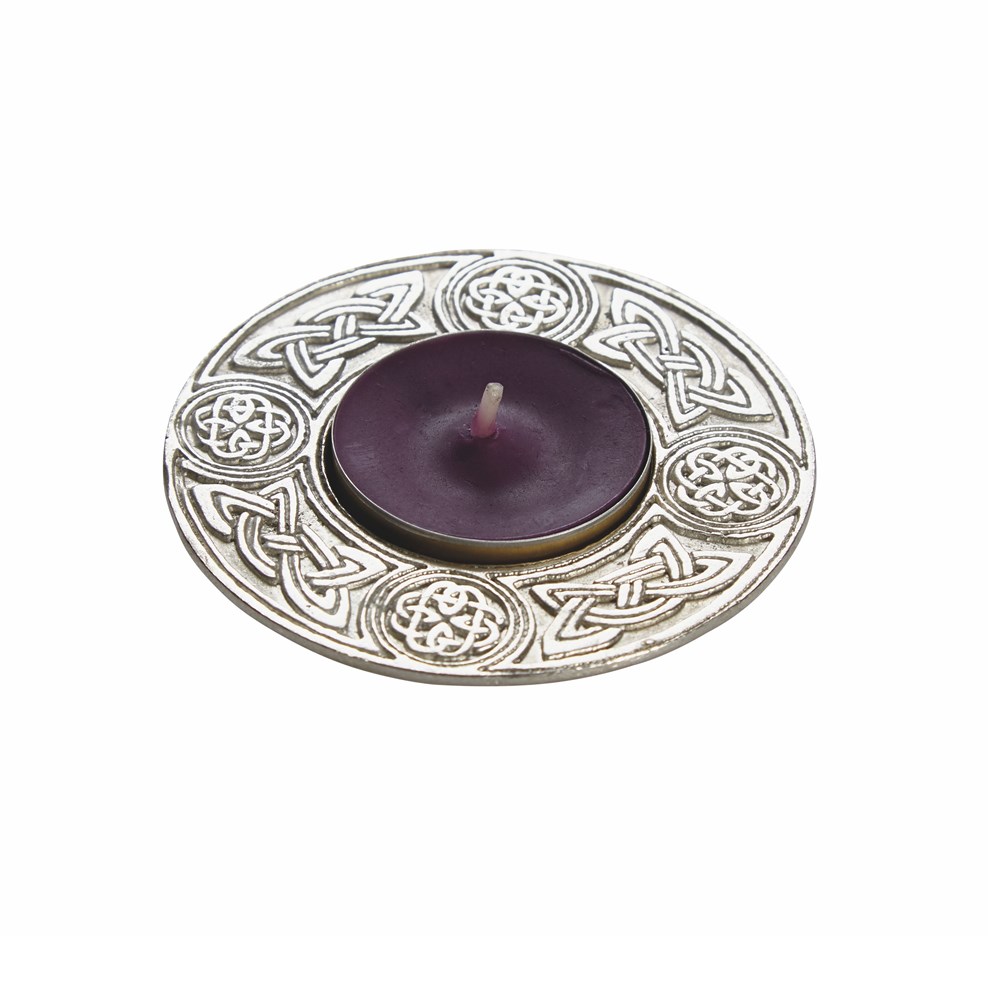 Round Celtic Cast Pewter T-Lite Candle Holder