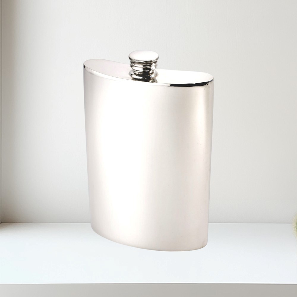 10oz Plain Pewter Kidney Hip Flask