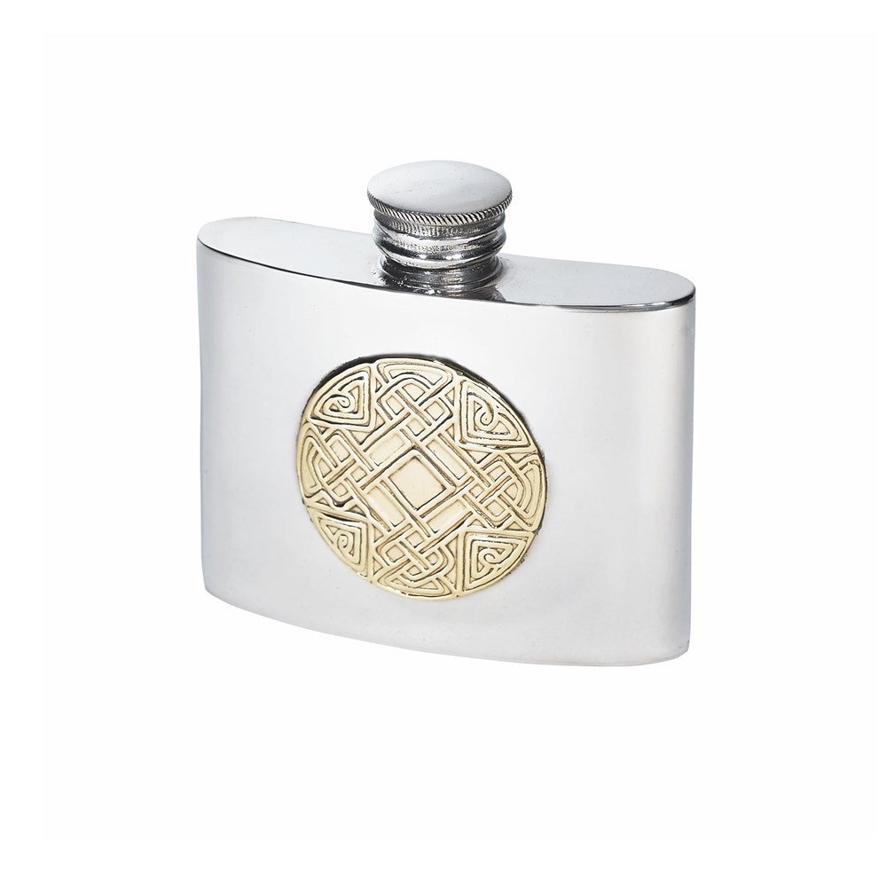 2oz Celtic Gold Pewter Kidney Hip Flask