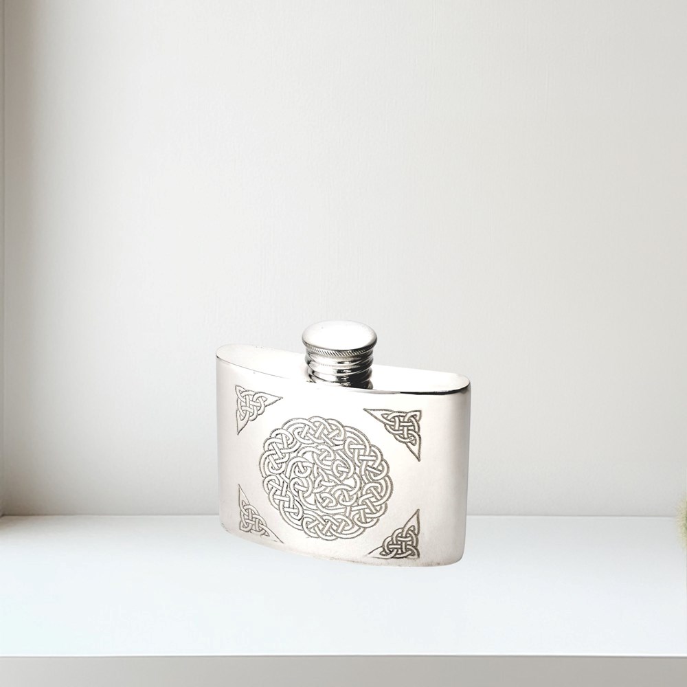 2oz Celtic Knot Pewter Kidney Hip Flask