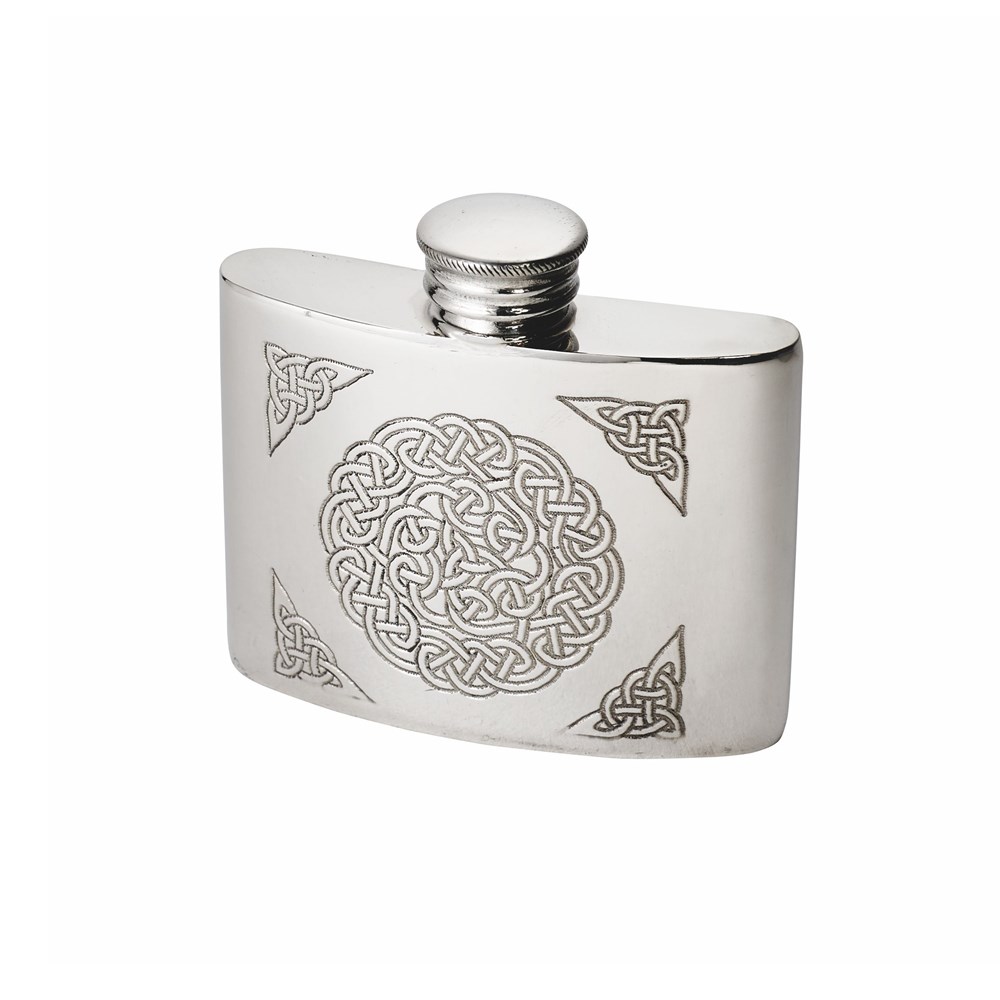 2oz Celtic Knot Pewter Kidney Hip  Flask
