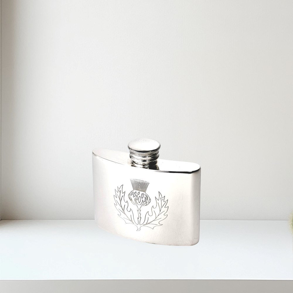 2oz Thistle Pewter Kidney Flask