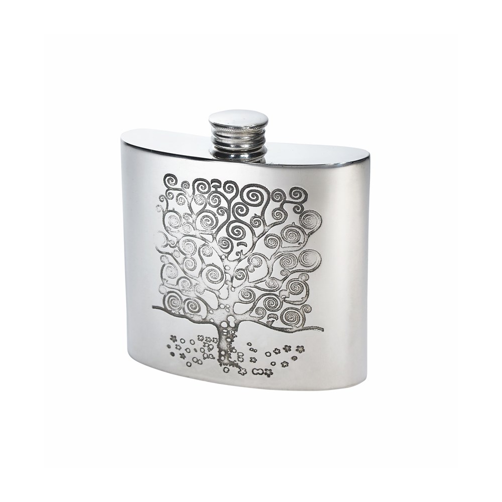 4oz Tree Of Life Tree Pewter Kidney Flask