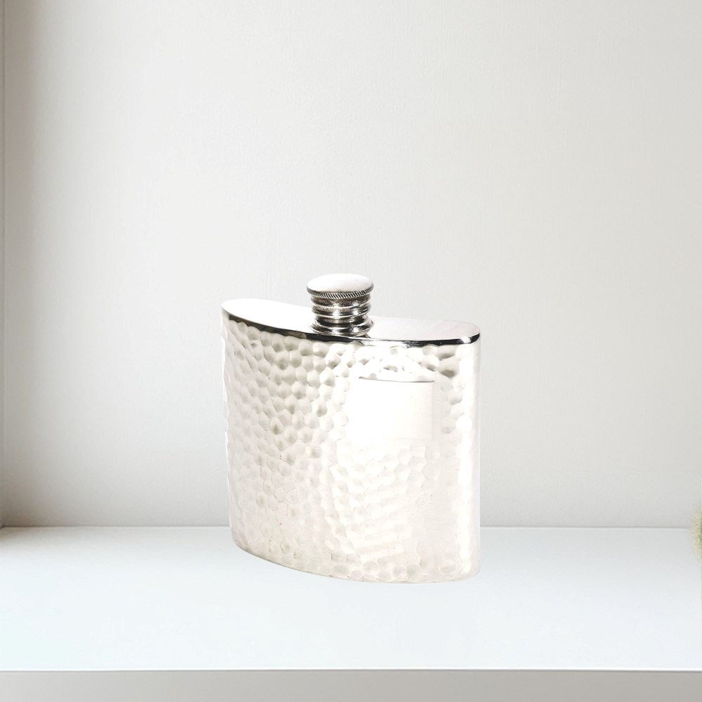 4oz Hammered Pewter Kidney Hip Flask