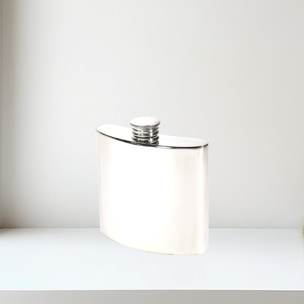 4oz Plain Pewter Kidney Hip Flask