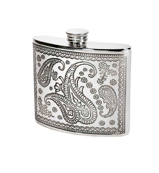 6oz Paisley Pewter Kidney Pewter Hip flask 6oz Paisley Pewter Kidney Pewter Hip flask