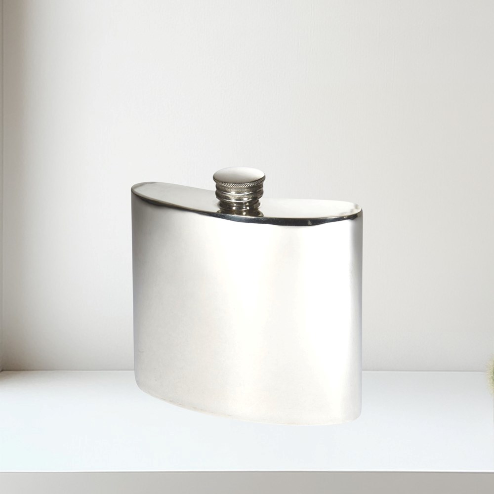 6oz Plain Square Pewter Kidney Hip Flask 6oz Plain pewter kidney hip flask
