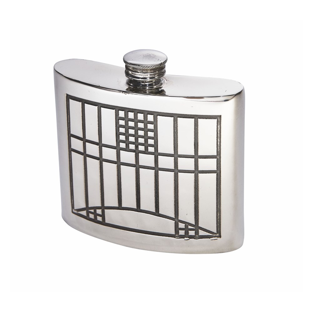 6oz Charles Rennie Mackintosh Pewter Kidney Hip Flask 6oz Charles Rennie Mackintosh Pewter Kidney Hip Flask