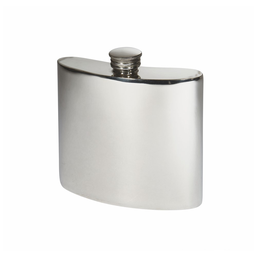 6oz Plain Square Pewter Kidney Hip Flask