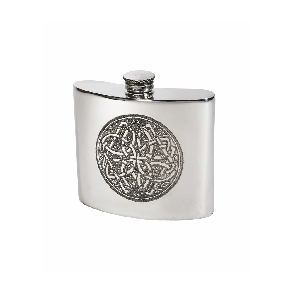 6oz Pewter Celtic Circle Kidney Hip Flask