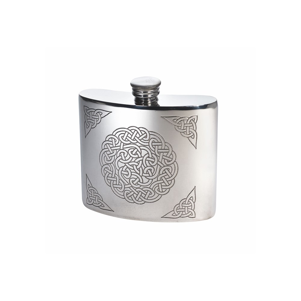 6oz Celtic Knot Pewter Kidney Hip Flask