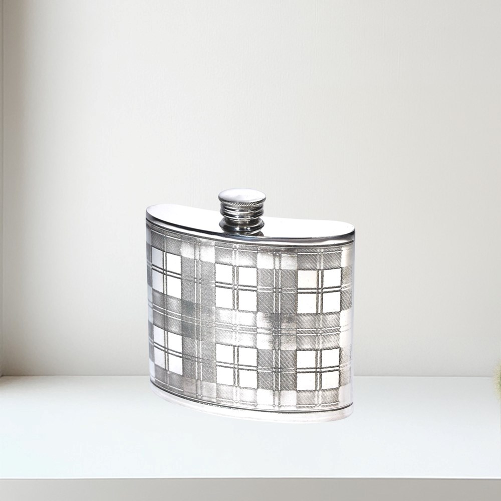 6oz Tartan Pewter Kidney Hip Flask