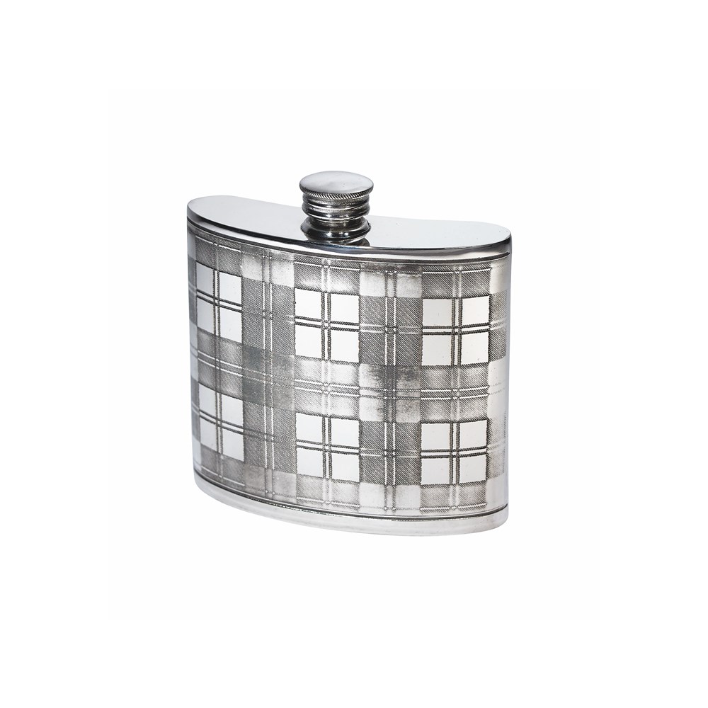 Tartan 6oz Pewter Kidney Hip Flask 6oz tartan pewter kidney hip flask
