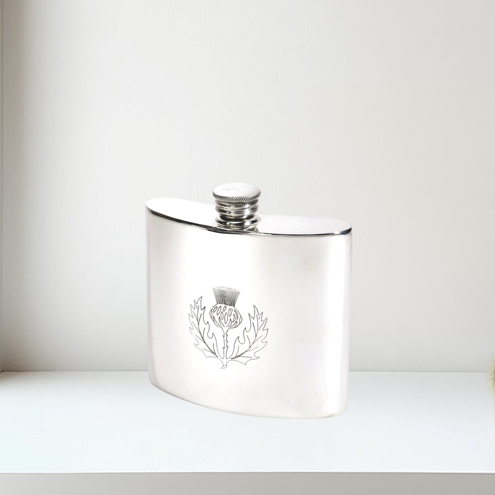 6oz Thistle Pewter Kidney Hip Flask
