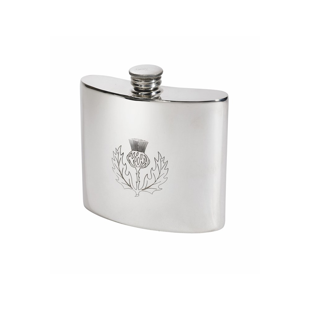 6oz Thistle pewter kidney hip flask