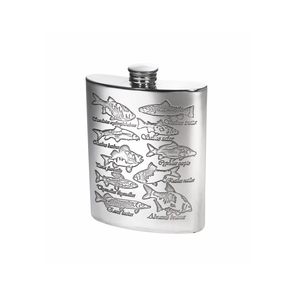 6oz Pewter Fish Kidney Hip Flask 6oz Pewter Fish Kidney Hip Flask