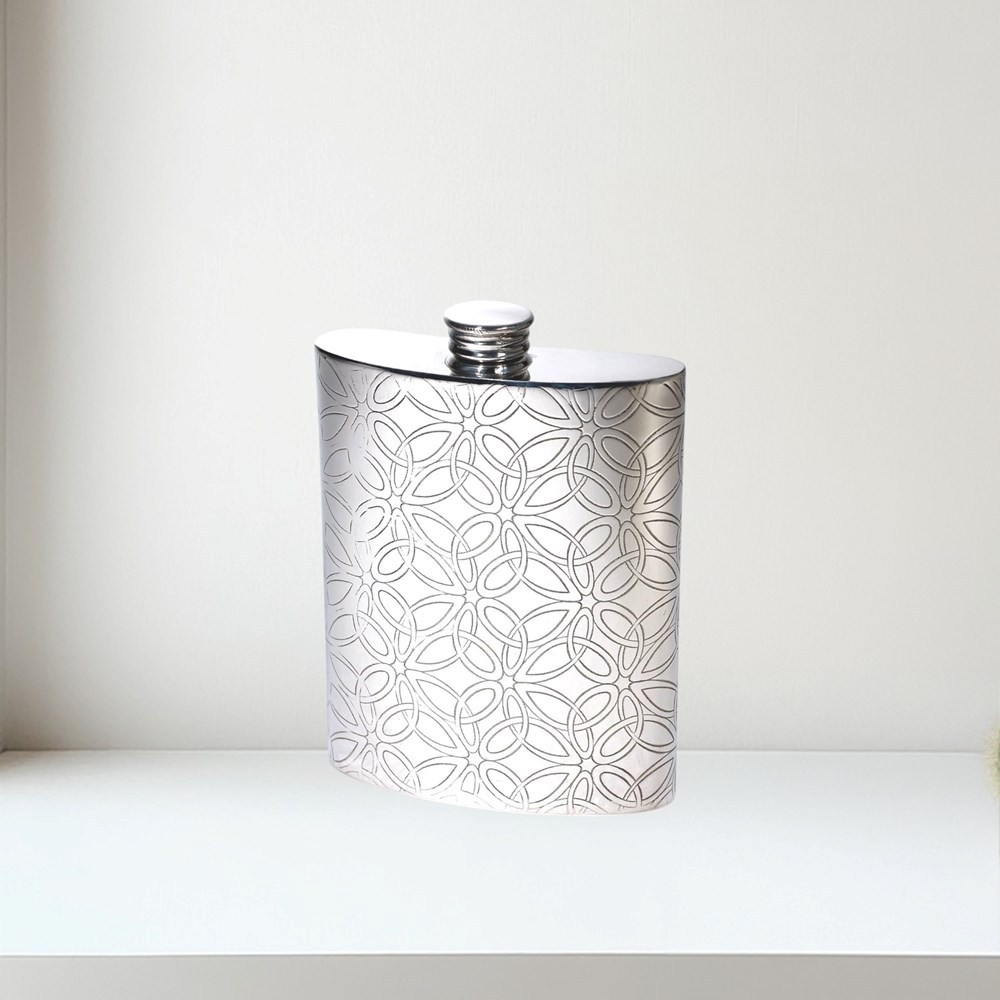 Triquetra 6oz Pewter Kidney Hip Flask