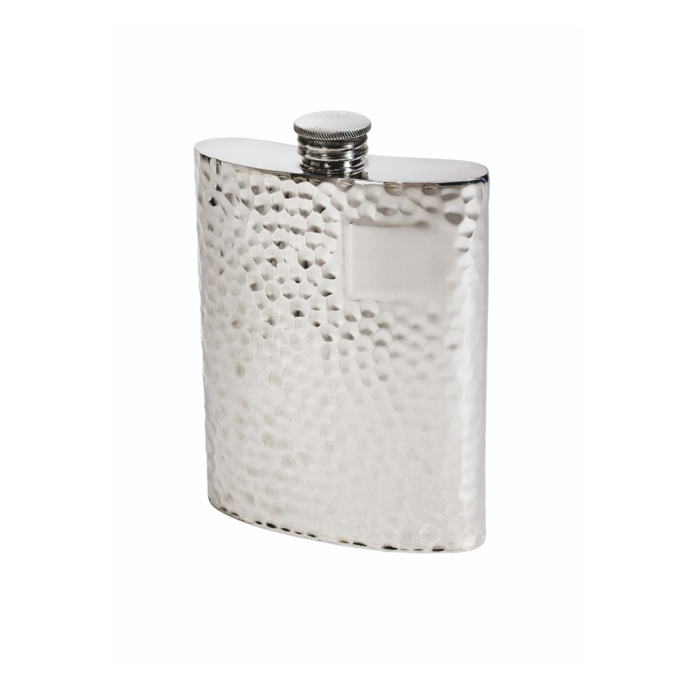 6oz Hammered Pewter Kidney Hip Flask
