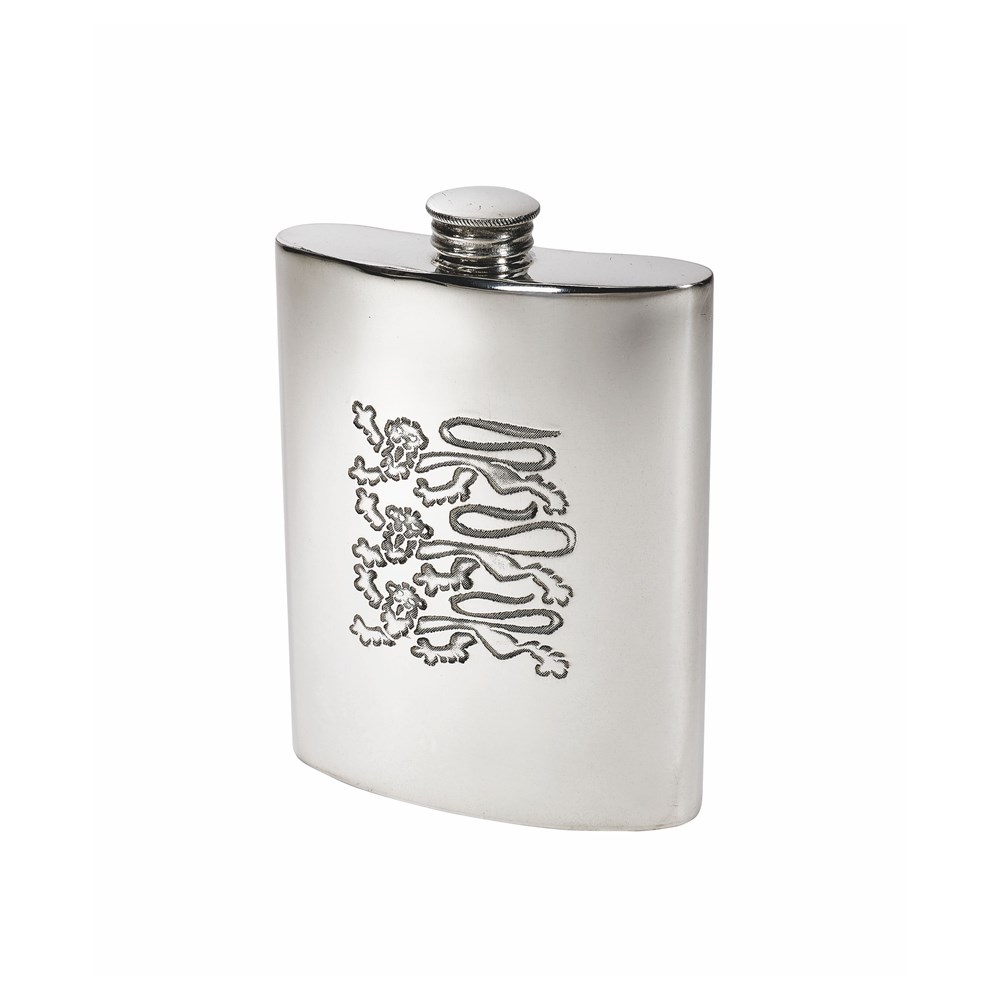 Three Lions 6oz Pewter Kidney Hip Flask