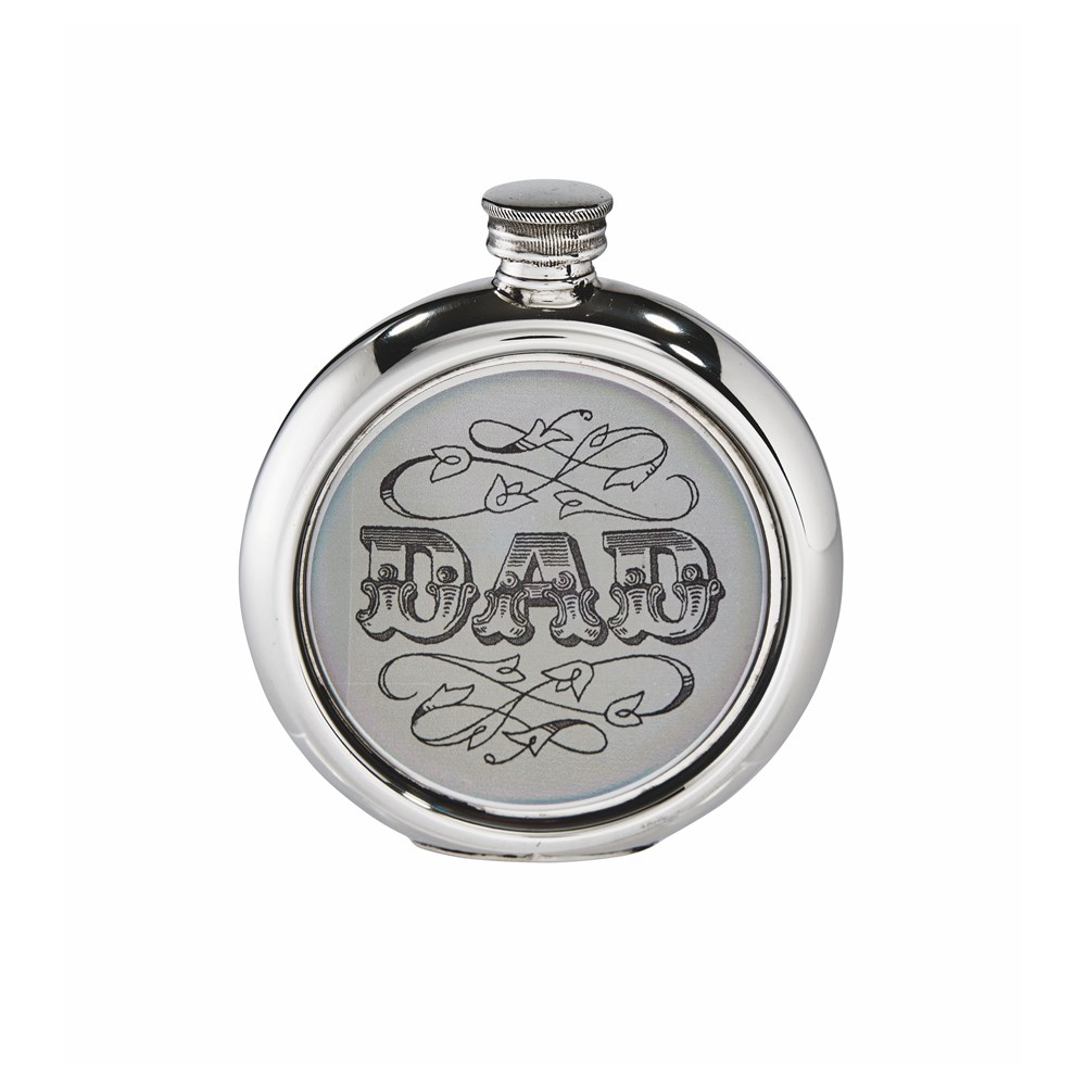 6oz Round Dad Picture Pewter Flask