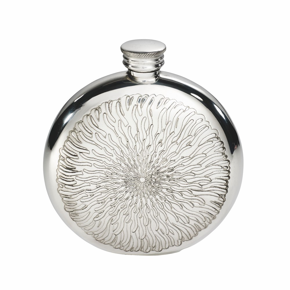 6oz Round Sunfish Pewter Flask