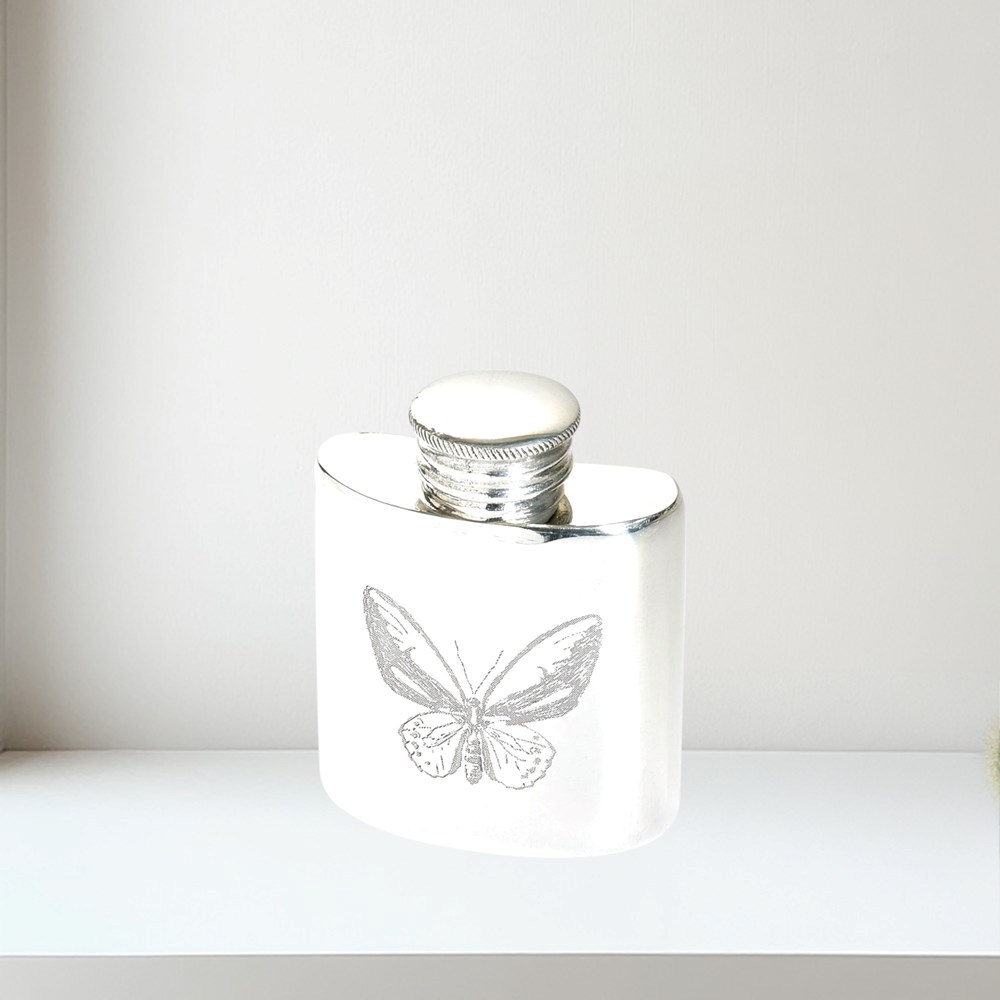1oz Butterfly Pewter Purse Flask