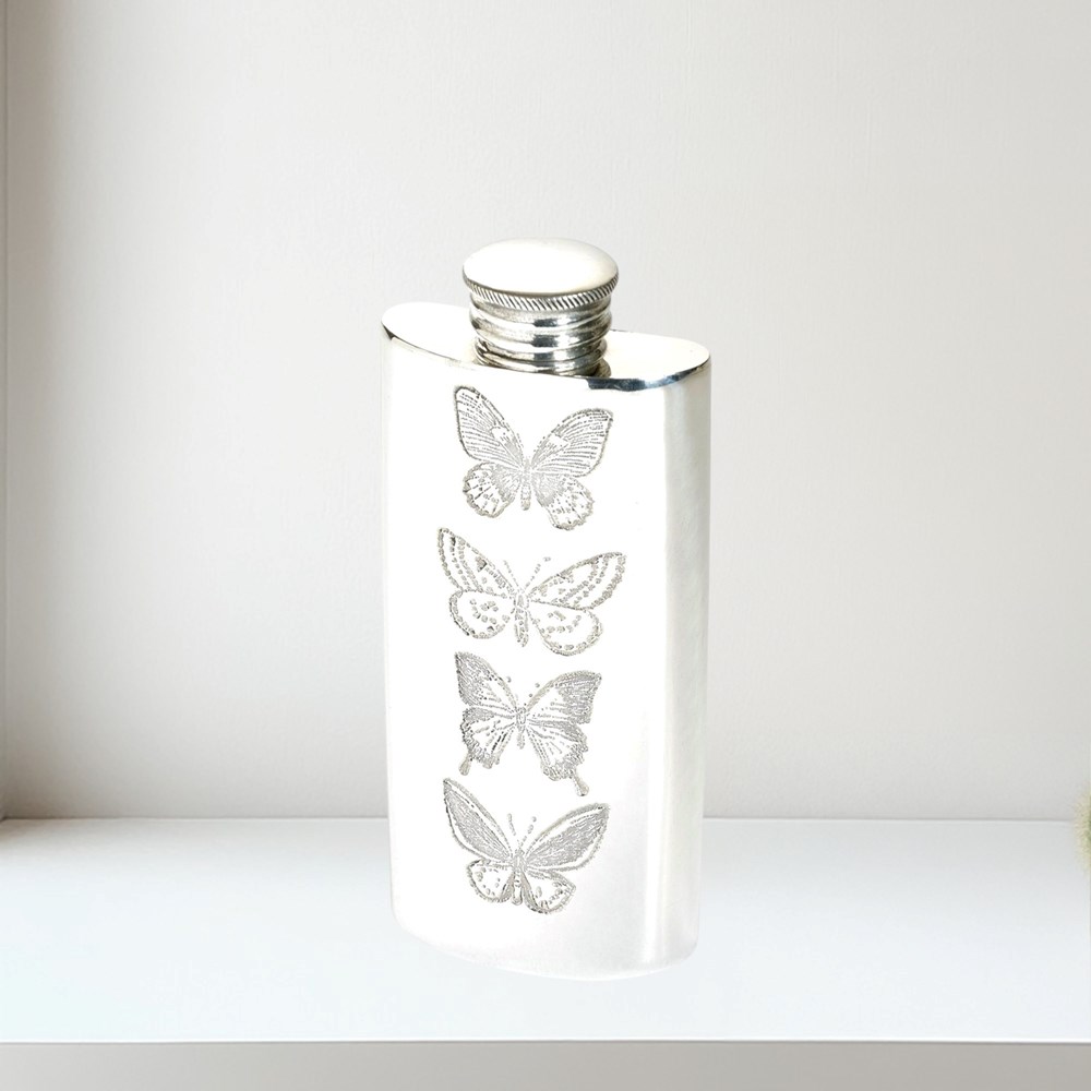2oz Butterfly Pewter Purse Flask