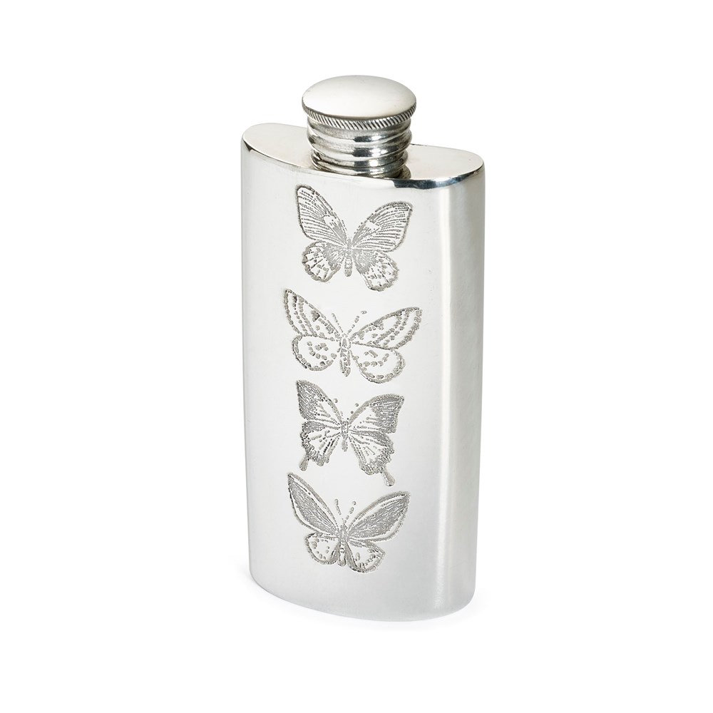 2oz Butterfly Pewter Purse Flask