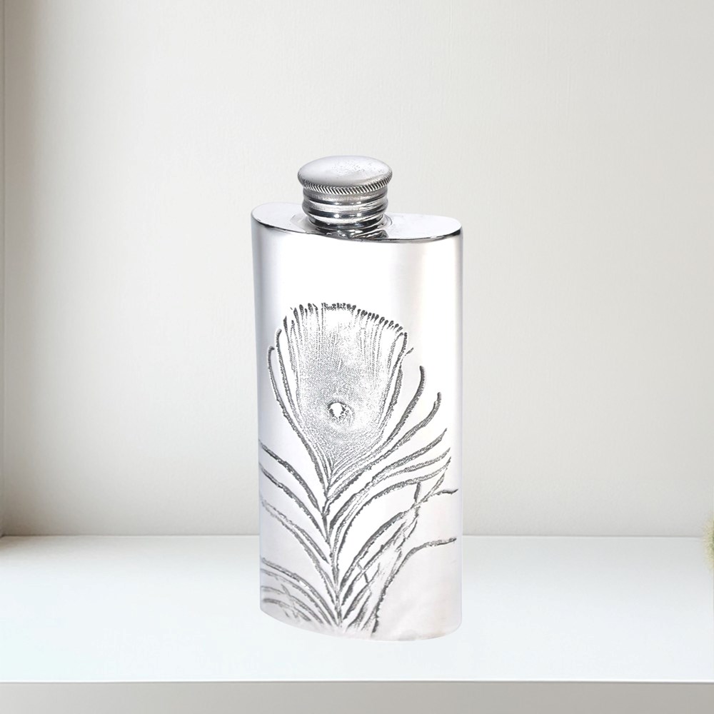 2oz Peacock Pewter Purse Flask 2oz Peacock Pewter Purse Flask