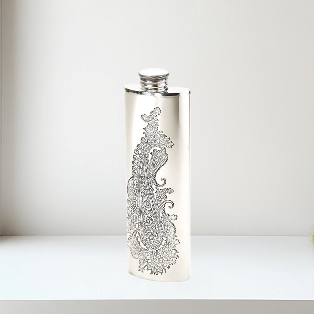 3oz Single Paisley Pewter Purse Flask