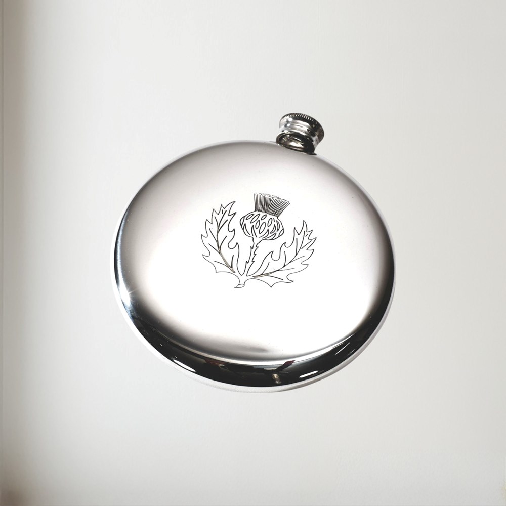 4oz Thistle Pewter Sporran Flask