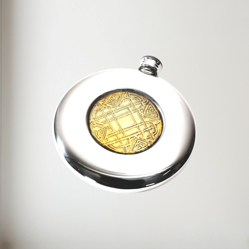 4oz Celtic Gold Pewter Sporran Flask