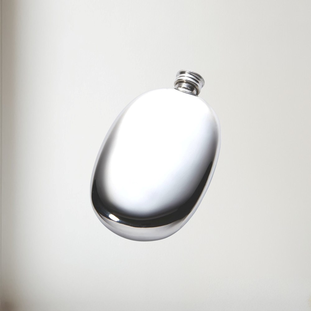 Pewter Oval Pebble Flask Pewter Oval Pebble Flask