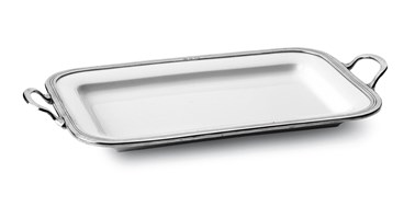 Pewter and ceramic small rectangular tray