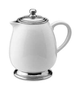Pewter and ceramic coffee pot