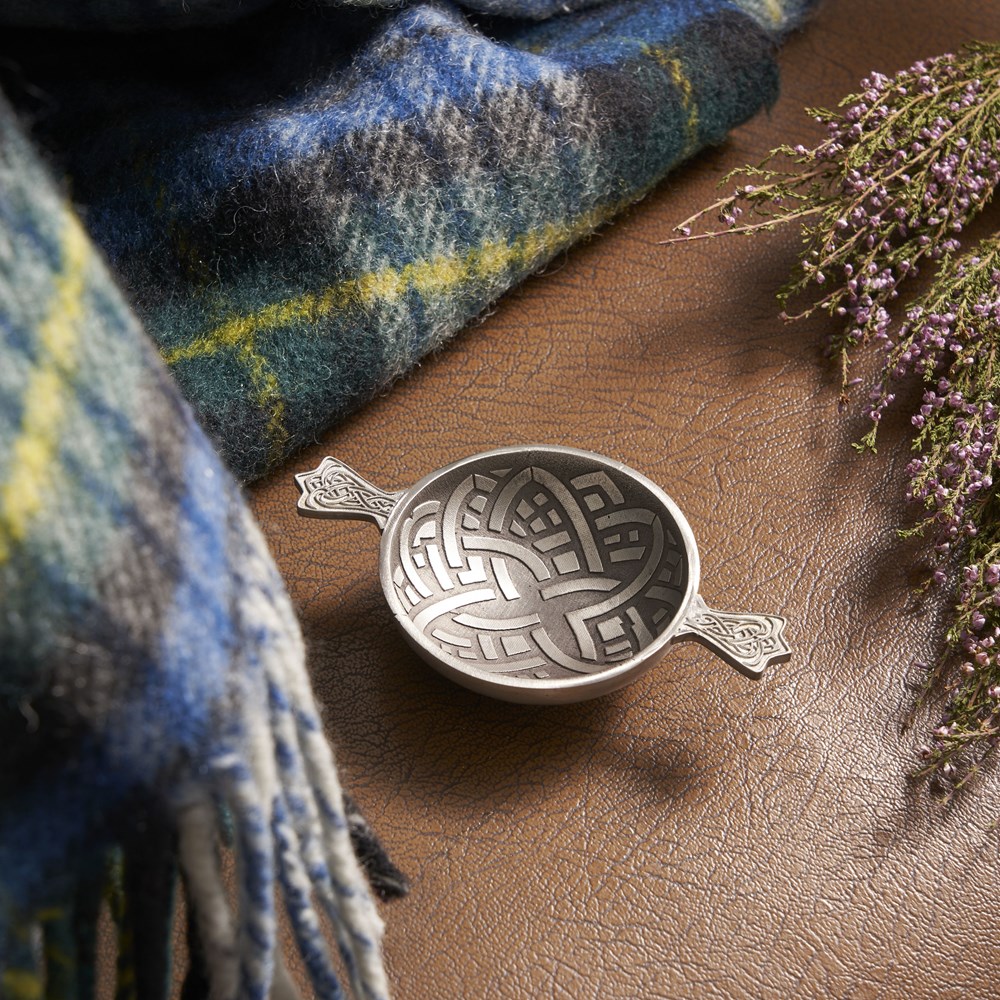 Celtic Knot cast pewter 2.5" quaich Auld Lang Syne Cast Quaich